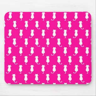 Feline Fun Forever Whimsical Cats Fucshia Mouse Mat