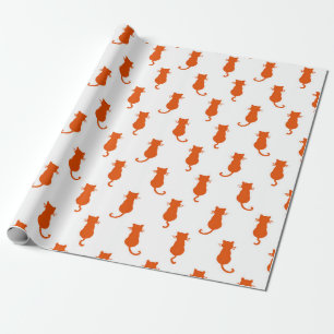 Feline Fun Forever Whimsical Cats Orange Cat Motif Wrapping Paper