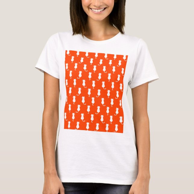 Feline Fun Forever Whimsical Cats Orange T-Shirt (Front)