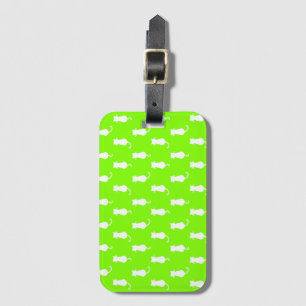 Feline Fun Forever Whimsical Cats White Cat Lime Luggage Tag