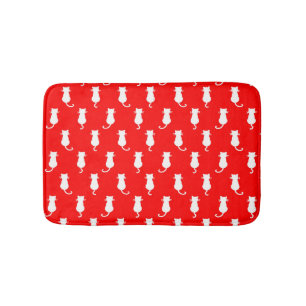 Feline Fun Forever Whimsical Cats White Cat Motif Bath Mat