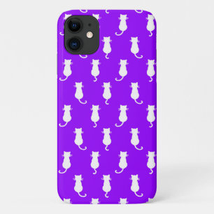 Feline Fun Forever Whimsical Cats White Cat Purple iPhone 11 Case