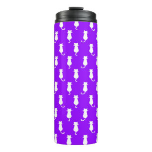 Feline Fun Forever Whimsical Cats White Cat Purple Thermal Tumbler