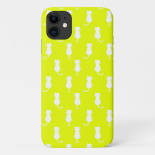 Feline Fun Forever Whimsical Cats White Cat Yello iPhone 11 Case
