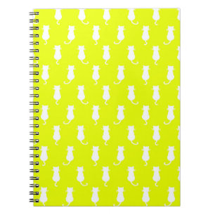 Feline Fun Forever Whimsical Cats White Cat Yello Notebook