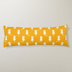 Feline Fun Forever Whimsical Cats White On Tangeri Body Cushion