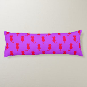 Feline Fun Forever Whimsical Red Cats Lilac Body Cushion