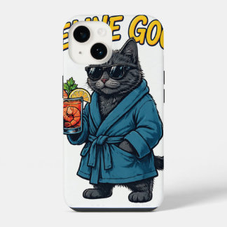 Feline Good — Cat in Bathrobe with Shrimp Cocktail iPhone 14 Case