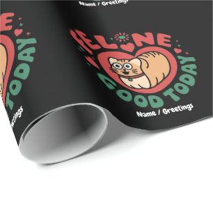 Feline Good Today Whimsical Cat Design Wrapping Paper
