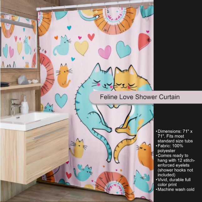 Feline Love Shower Curtain (Creator Uploaded)
