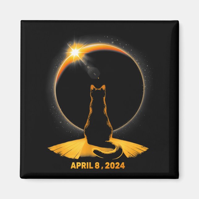 Feline Lover - Cat Watching Total Solar Eclipse Ap Magnet (Front)