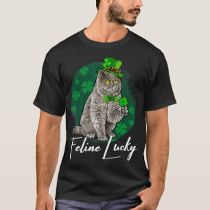 Feline Lucky Cat St Patricks Day Cat Lover Gift T-Shirt