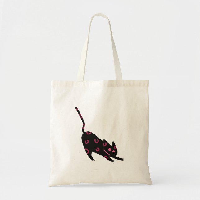Feline Lucky Tote | Aesthetic Black Cat Bag (Front)