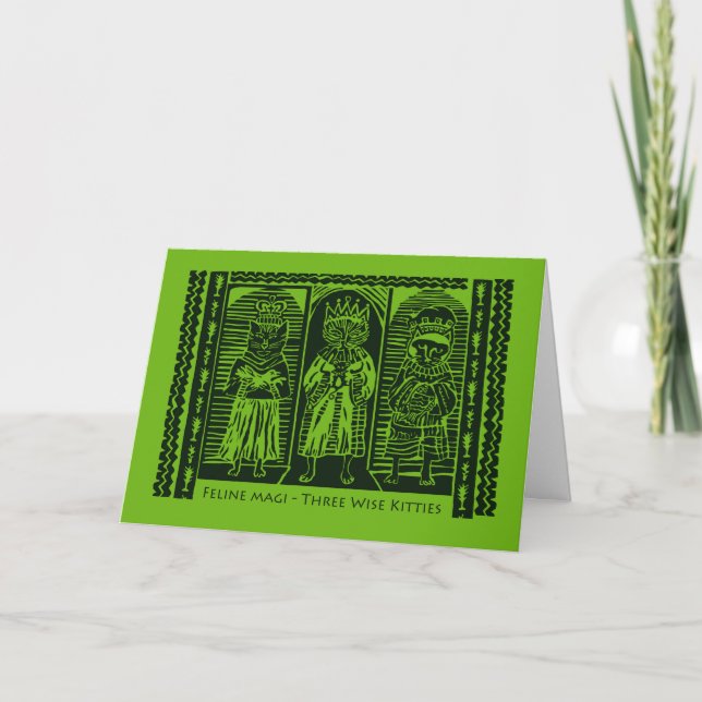 Feline Magi, Three Wise Kitties, Meowy Christmas Card (Front)