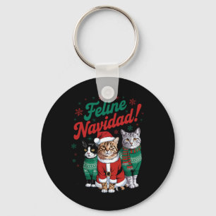 Feline Navidad Funny Cat Christmas Holiday Xmas Sa Key Ring
