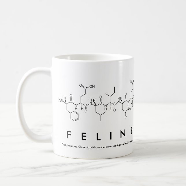 Feline peptide name mug (Left)