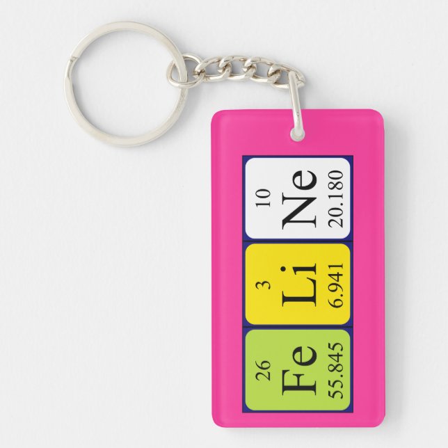 Feline periodic table name keyring (Front)
