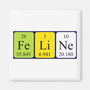 Feline periodic table name magnet
