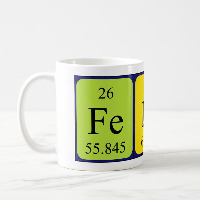 Feline periodic table name mug (Left)