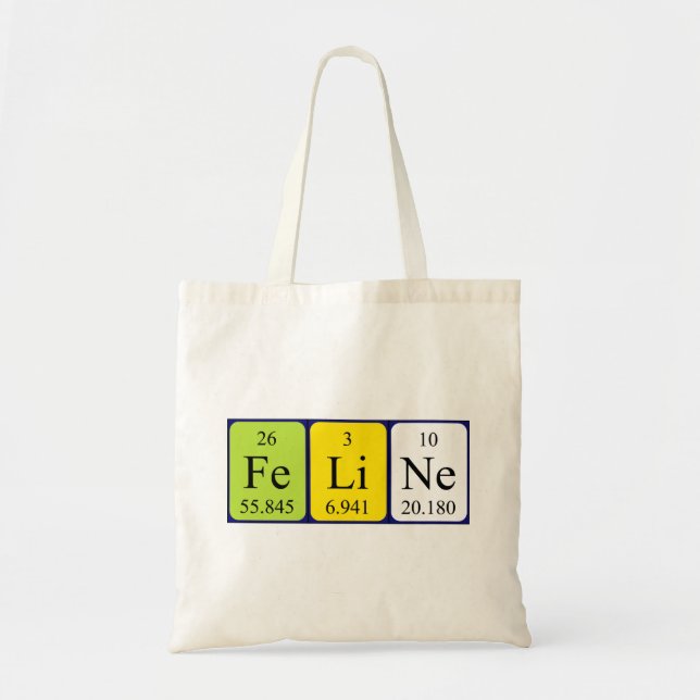 Feline periodic table name tote bag (Front)