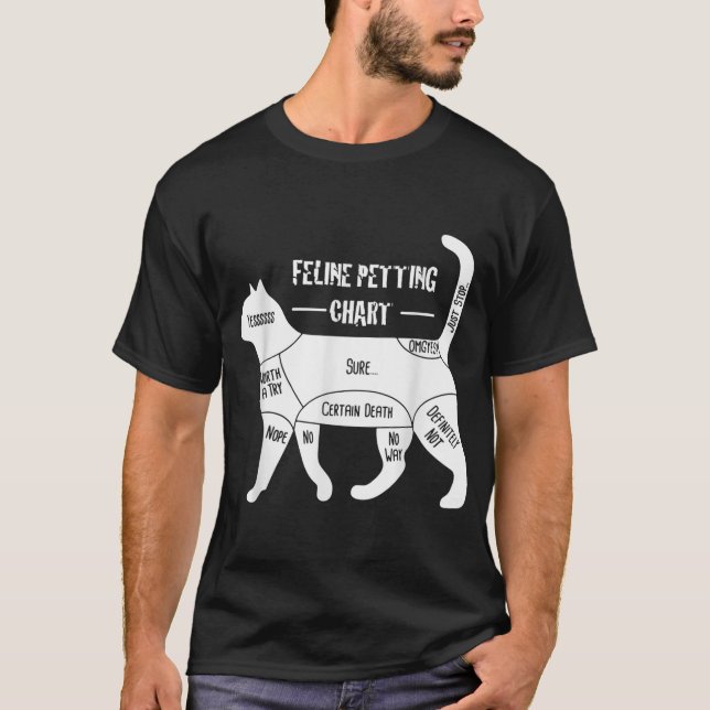 Feline Petting Chart Cat Apparel T-Shirt (Front)