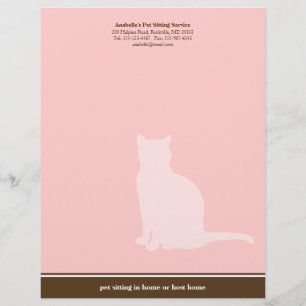 Feline pink brown posh pet sitting service custom personalized letterhead