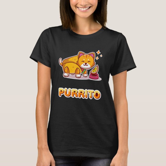 Feline Pur Tacos Mexican Wrap Food Nacho Burrito P T-Shirt (Front)