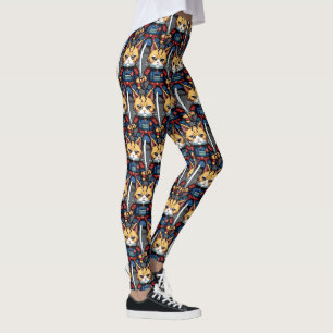 Feline Samurai Warrior Leggings