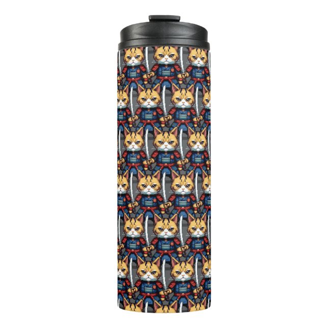 Feline Samurai Warrior Thermal Tumbler (Front)