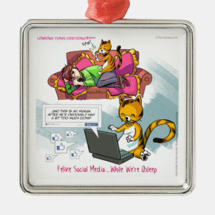 Feline Social Media Funny Metal Tree Decoration