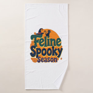 Feline Spooky Season Bath Towel