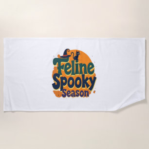 Feline Spooky Season Beach Towel