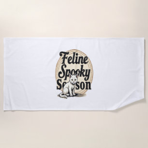 Feline Spooky Season Cat Beach Towel