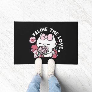 Feline the Love - Cute Valentine’s Cat Design Doormat