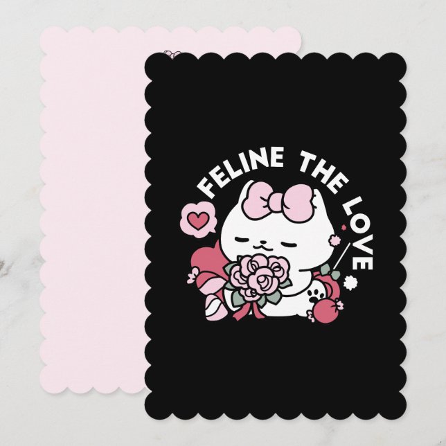 Feline the Love - Cute Valentine’s Cat Design Holiday Card (Front/Back)