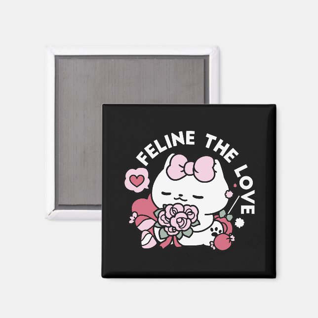 Feline the Love - Cute Valentine’s Cat Design Magnet (Front/Back)