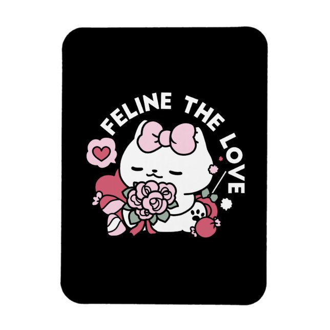 Feline the Love - Cute Valentine’s Cat Design Magnet (Vertical)