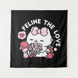 Feline the Love - Cute Valentine’s Cat Design Tapestry