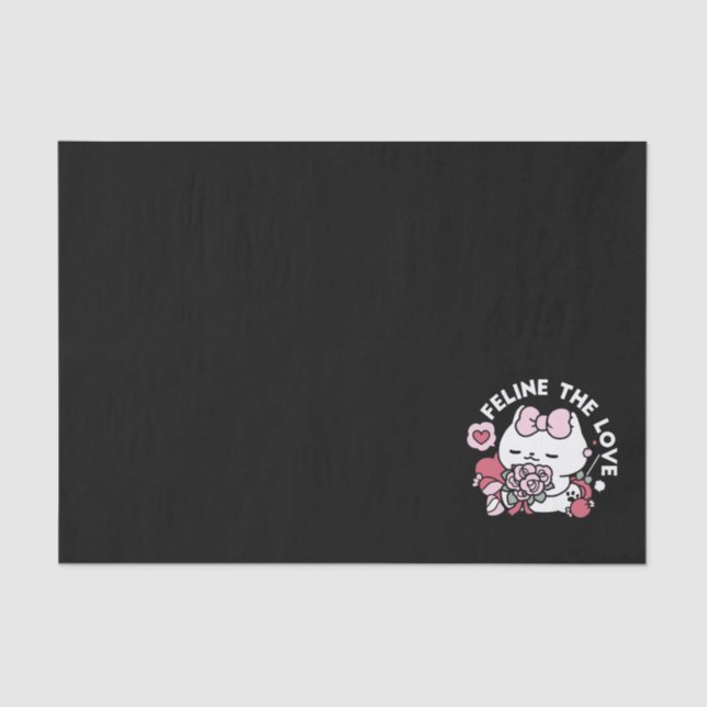 Feline the Love - Cute Valentine’s Cat Design Tissue Paper (Front)