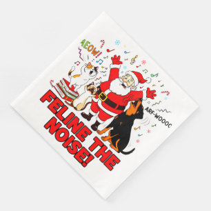 Feline the Noise: Santa’s Musical Mayhem Napkin