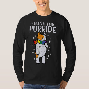 Feline The Purride Cat Straight Ally Lgbtq Gay Pri T-Shirt