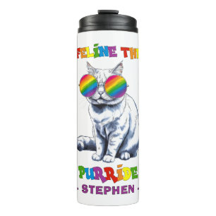 Feline The Purride - Cool Pride Cat LGBTQ Thermal Tumbler