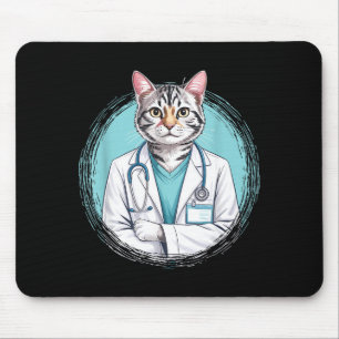 Feline veterinarian cat doctor stethoscope medical mouse mat