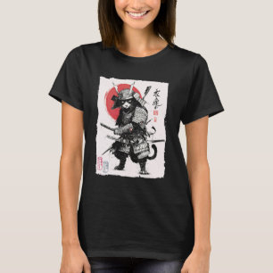 Feline Warrior in Japanese Armour Vintage Cat Samu T-Shirt
