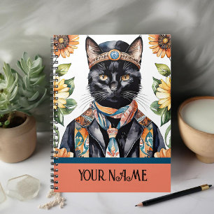 Feline with Scarf Spiral Photo Notebook