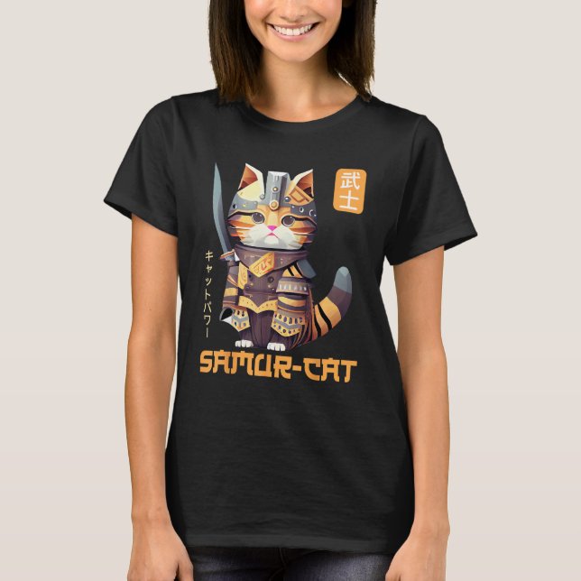 Feline World Domination Samurai Kitty Takes Over T-Shirt (Front)