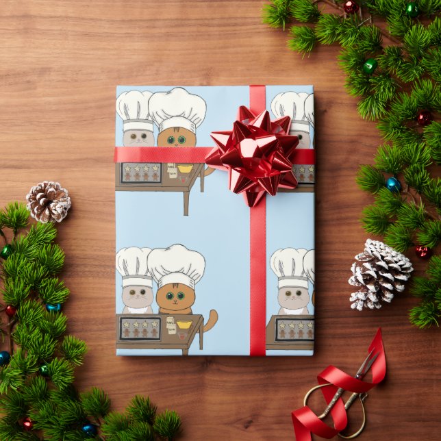 Feline Xmas Cookies Wrapping Paper (Holiday Gift)
