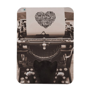 Felini Cat Typing Valentine's Heart - Magnet