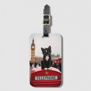 Felini on the Red Phone Booth: A London Adventure Luggage Tag