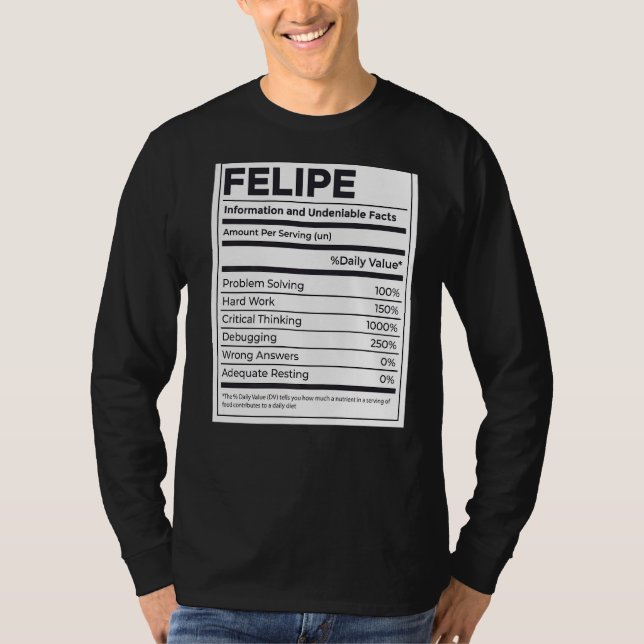 Felipe Nutrition Information Problem Solving Hard  T-Shirt (Front)